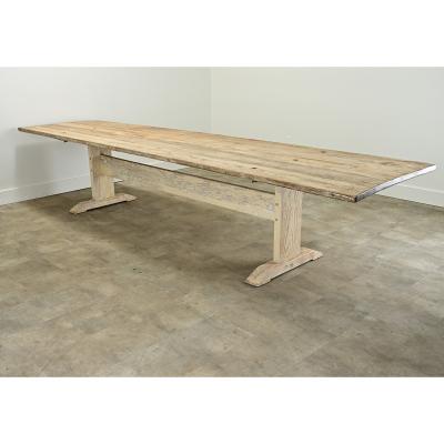 Massive Gustavian Trestle Base Dining Table