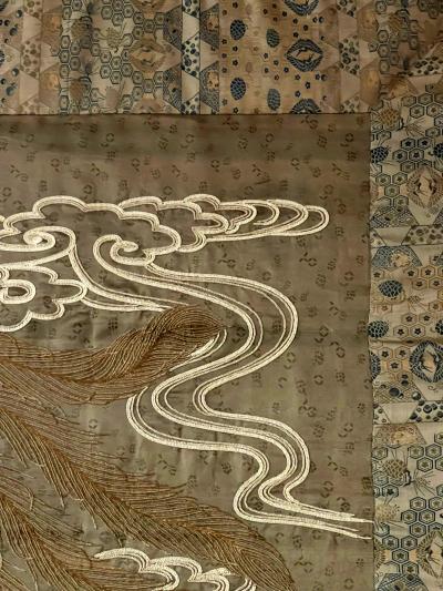 Massive Japanese Embroidery Tapestry Display Box Meiji Period