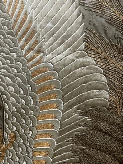 Massive Japanese Embroidery Tapestry Display Box Meiji Period