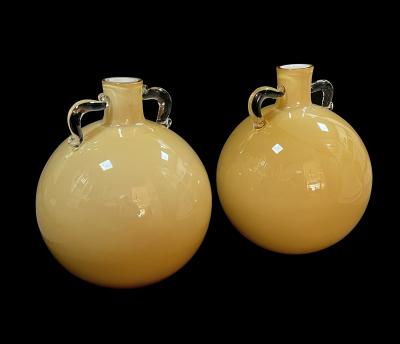 Massive Pair of Murano Hand blown Art Glass Double handled Urns