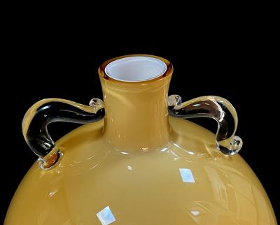 Massive Pair of Murano Hand blown Art Glass Double handled Urns