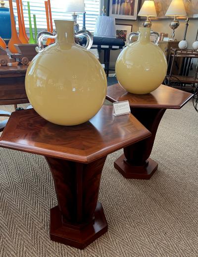 Massive Pair of Murano Hand blown Art Glass Double handled Urns