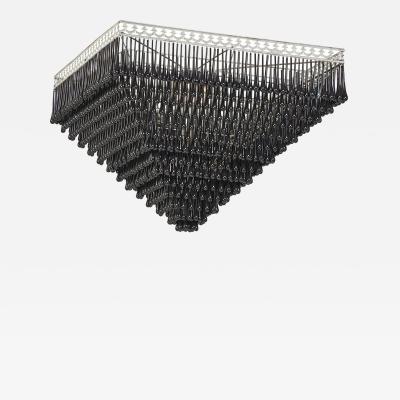 Massive Pyramid Form Black Murano Glass Chandelier