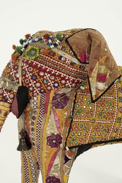 Massive Vintage Cotton Elephant Covered in Indian Textiles
