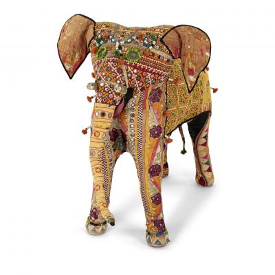 Massive Vintage Cotton Elephant Covered in Indian Textiles