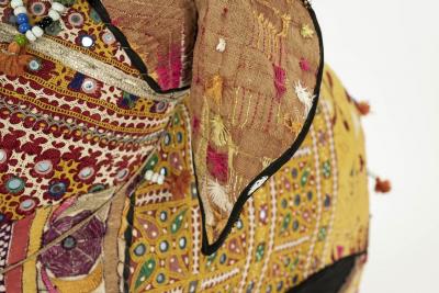 Massive Vintage Cotton Elephant Covered in Indian Textiles