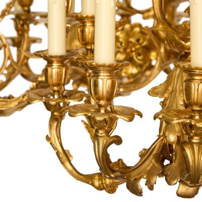 Massive antique French Louis XIV style ormolu chandelier