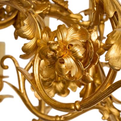 Massive antique French Louis XIV style ormolu chandelier