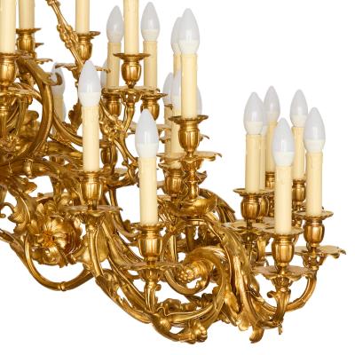 Massive antique French Louis XIV style ormolu chandelier
