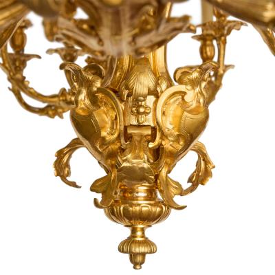 Massive antique French Louis XIV style ormolu chandelier