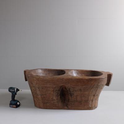 Massive early 20th centnury wooden mortar France