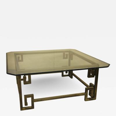 Mastercraft brass coffee table with Greek Key accents