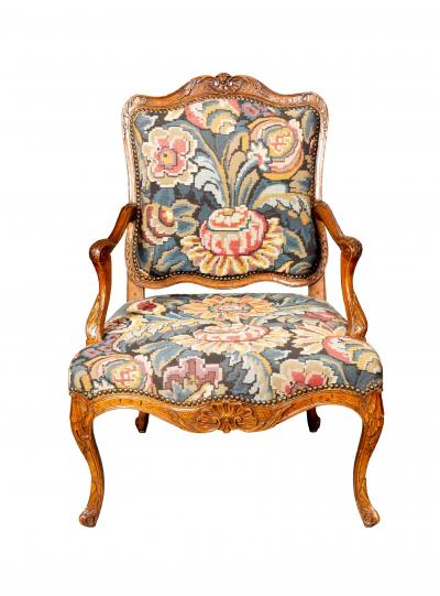 Matched Pair Of Louis XV Walnut Armchairs