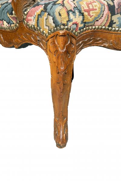 Matched Pair Of Louis XV Walnut Armchairs