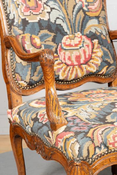 Matched Pair Of Louis XV Walnut Armchairs