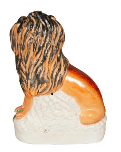 Matched Pair Of Staffordshire Pottery Lions