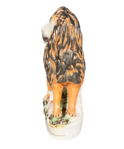 Matched Pair Of Staffordshire Pottery Lions