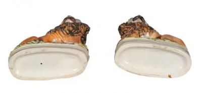 Matched Pair Of Staffordshire Pottery Lions