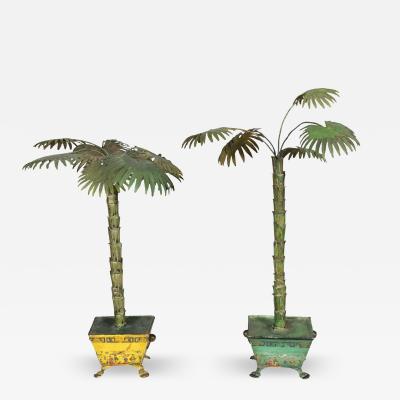 Matched Pair Of Tole Palm Trees