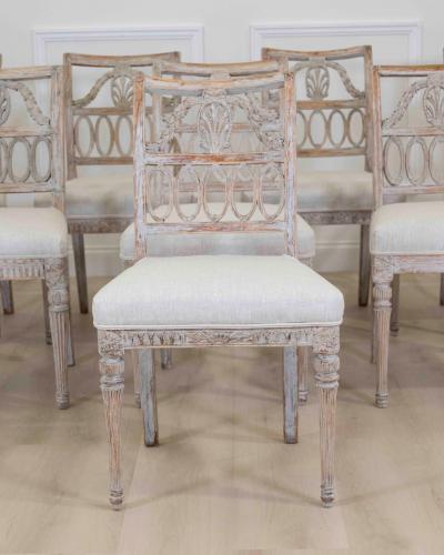 Matched Set of Eight Swedish 19th Century Gustavian Lindome Chairs