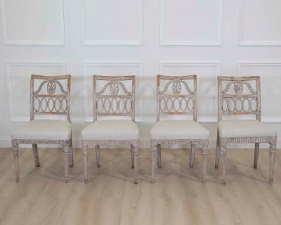 Matched Set of Eight Swedish 19th Century Gustavian Lindome Chairs