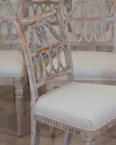 Matched Set of Eight Swedish 19th Century Gustavian Lindome Chairs