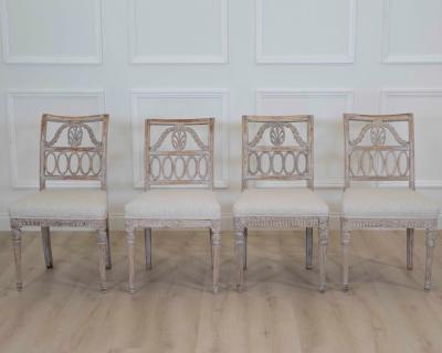 Matched Set of Eight Swedish 19th Century Gustavian Lindome Chairs