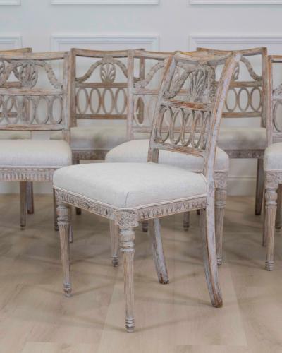 Matched Set of Eight Swedish 19th Century Gustavian Lindome Chairs
