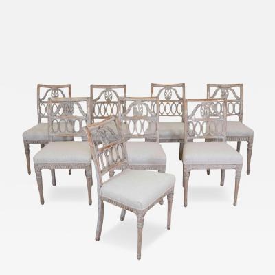 Matched Set of Eight Swedish 19th Century Gustavian Lindome Chairs