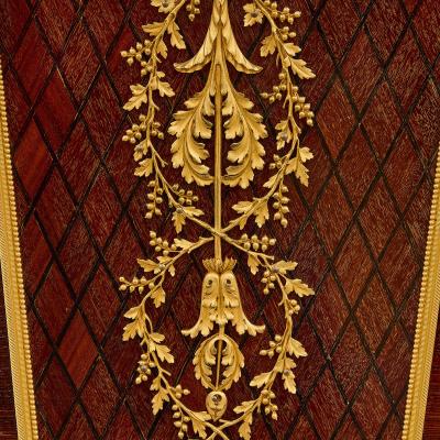 Matched pair of French ormolu and marble mounted pedestals