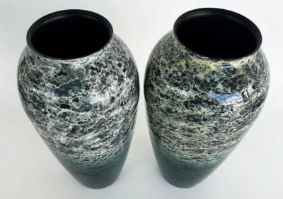 Matching Decorative Pair of Enameled Metal Vases