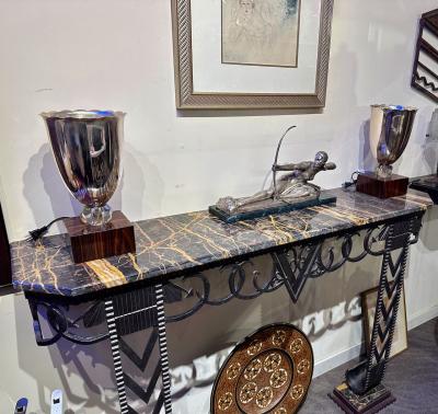 Matching Pair of French Art Deco Torchiere Tabletop Floor Lamp
