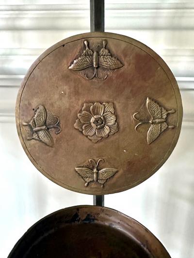 Matching Pair of Korean Brass Candlesticks with Shields and Snuffers Joseon