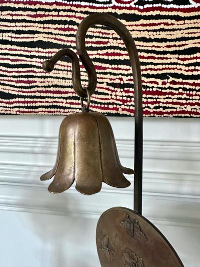 Matching Pair of Korean Brass Candlesticks with Shields and Snuffers Joseon