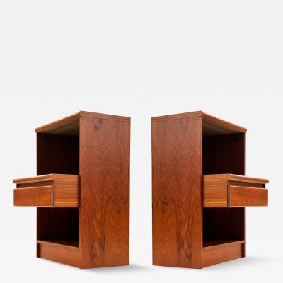 Matching Pair of Mid Century Danish Modern Night Stands or End Tables in Teak