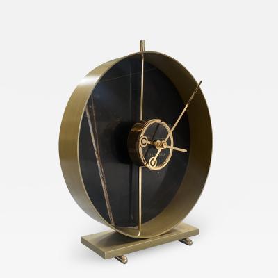 Materico Table Modern Clock 2019 WIth Sara Noir Marble And finishes in 24k gold
