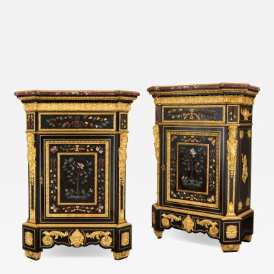 Mathieu B fort Jeune Pair of antique hardstone and ormolu mounted cabinets by B fort Jeune