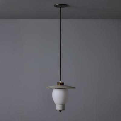 Mathieu Mat got 1950s Perforated Metal and Opaline Glass Pendant Attributed to Mathieu Mat got
