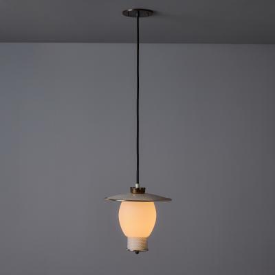 Mathieu Mat got 1950s Perforated Metal and Opaline Glass Pendant Attributed to Mathieu Mat got