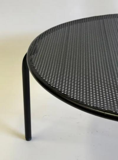 Mathieu Mat got French Mid Century Round Perforated Iron Coffee or Side Tables Mathieu Margot