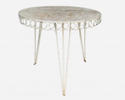 Mathieu Mat got Lacquered iron garden table in the style of Mathieu Mat got France circa 1950