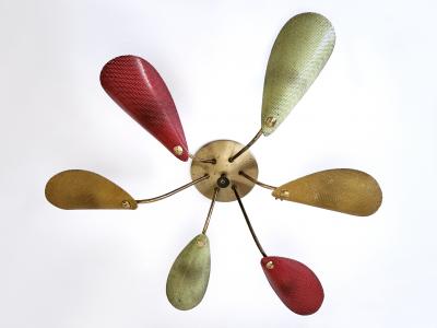 Mathieu Mat got Lovely Mid Century Modern Perforated Metal Brass Ceiling Lamp Germany 1950s