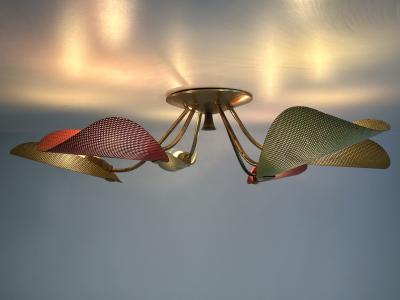 Mathieu Mat got Lovely Mid Century Modern Perforated Metal Brass Ceiling Lamp Germany 1950s