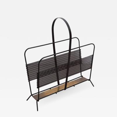 Mathieu Mat got Mathieu Mat got Magazine Racks or Stand or Tray in Black and Brass France 1950s