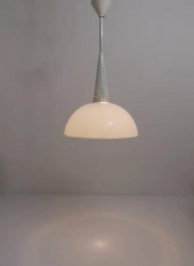 Mathieu Mat got Mathieu Mat got Perforated Midcentury Pendant Lamp Holophane France 1950s