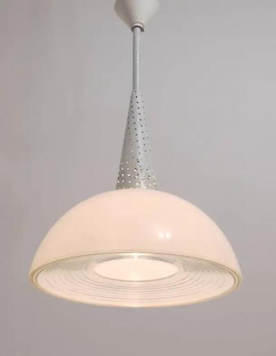 Mathieu Mat got Mathieu Mat got Perforated Midcentury Pendant Lamp Holophane France 1950s