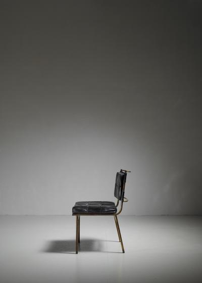 Mathieu Mat got Mathieu Mat got Rare Chair with Brass Frame and Leather Cushions France