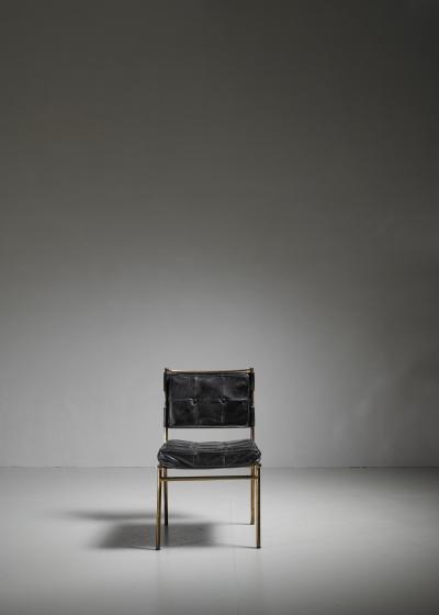 Mathieu Mat got Mathieu Mat got Rare Chair with Brass Frame and Leather Cushions France