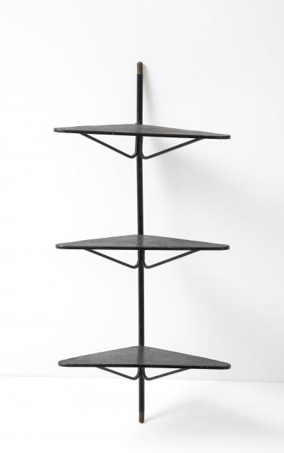 Mathieu Mat got Mathieu Mat got Triangular Metal Brass Tip Perforated Shelf France c 1952