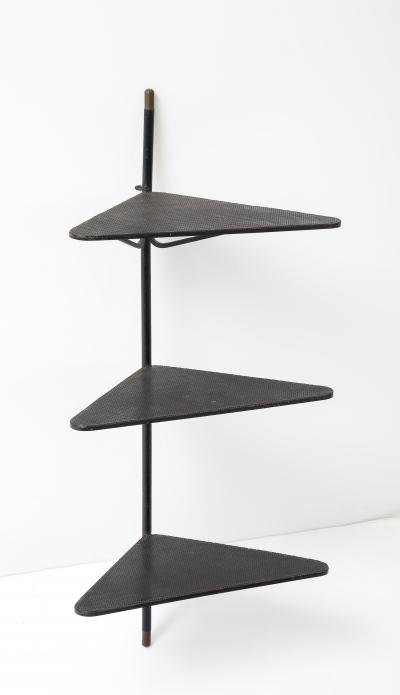 Mathieu Mat got Mathieu Mat got Triangular Metal Brass Tip Perforated Shelf France c 1952
